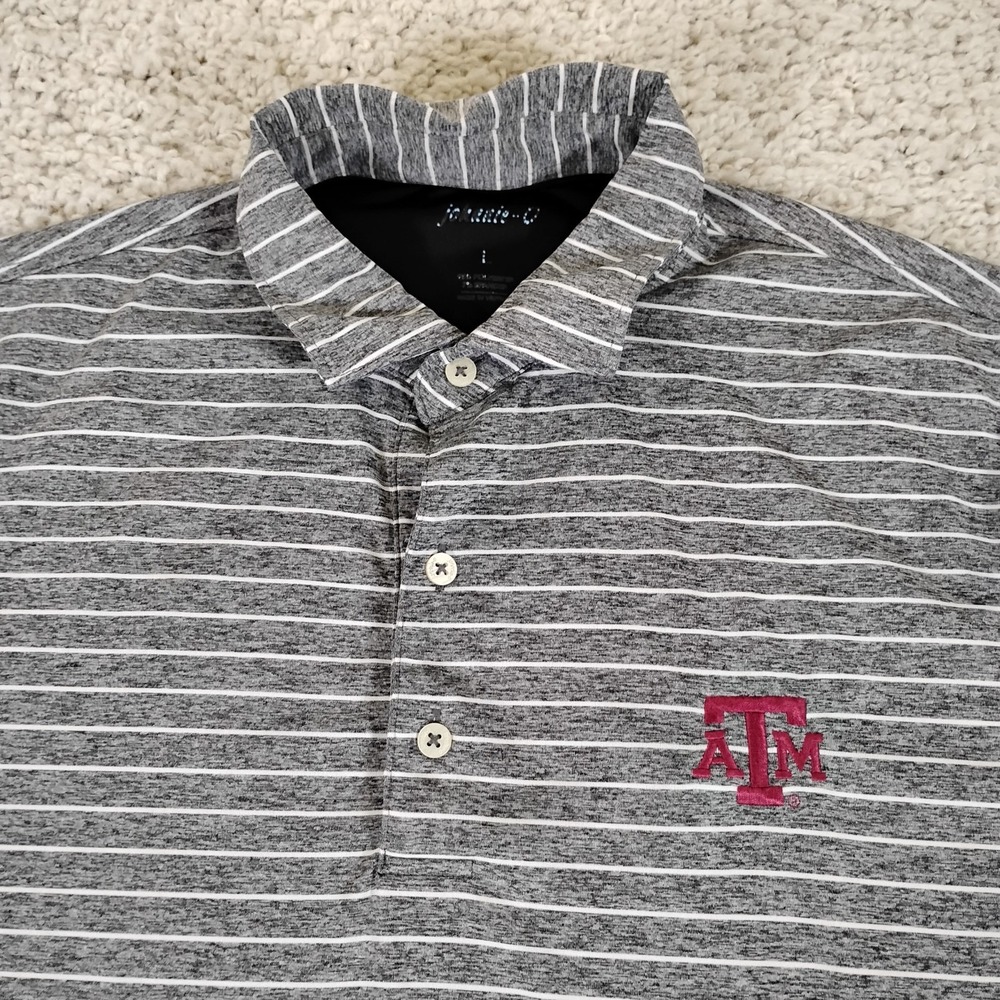 Texas A&M Aggies Shirt Mens Large Gray Johnnie O Performance Polo Sports Ncaa